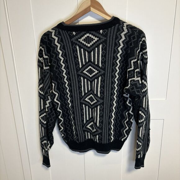 VTG Botany 500 Sweater Mens Medium Geometric Knit Crew Neck Pullover Grandpa Dad - Picture 2 of 6